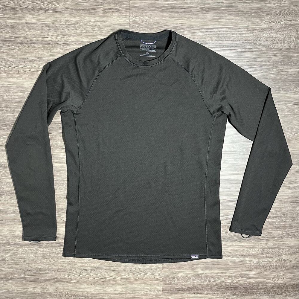 Patagonia Capilene Midweight Crewneck Baselayer Shirt Men's M Black Long Sleeve